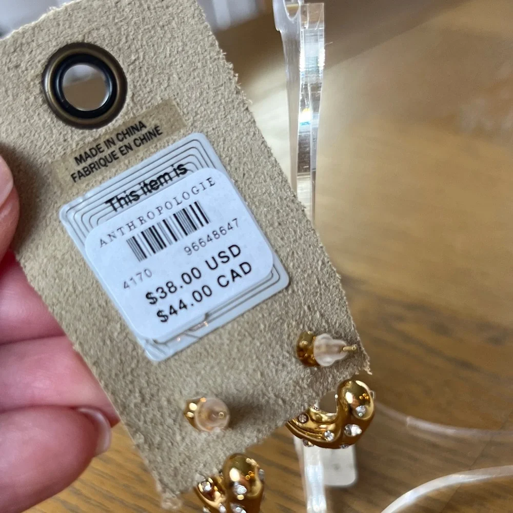 Anthropologie Shiny Gold Earrings